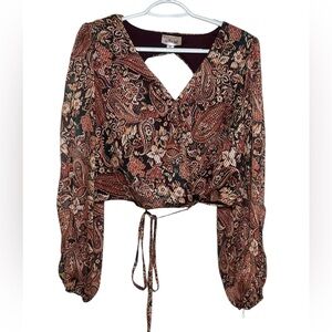 Buckle Willow + root floral boho cold shoulder blouse size medium